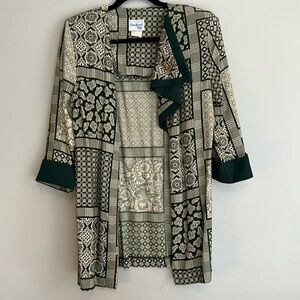 EUC vintage green & cream Bedford Fair open jacket size 10